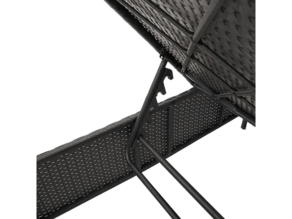 Ligstoelen 2 st met kussens poly rattan zwart