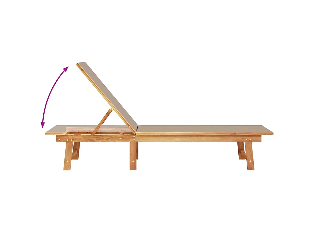 Chaises longues lot de 2 table taupe bois d'acacia et textilène