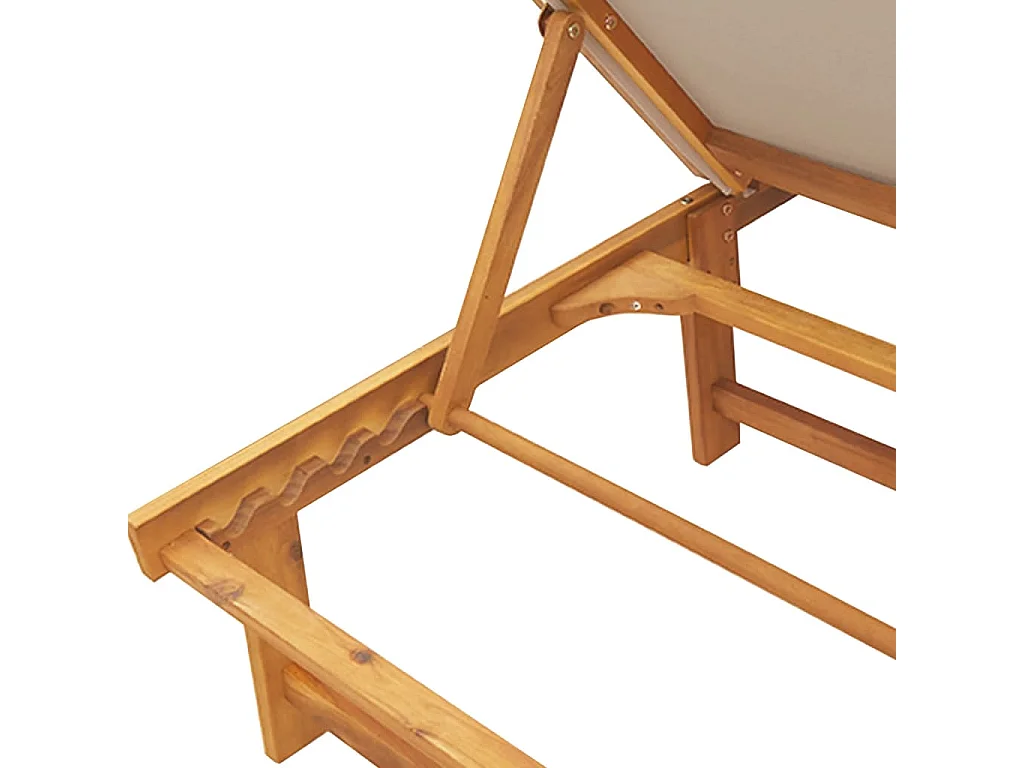 Chaises longues lot de 2 table taupe bois d'acacia et textilène