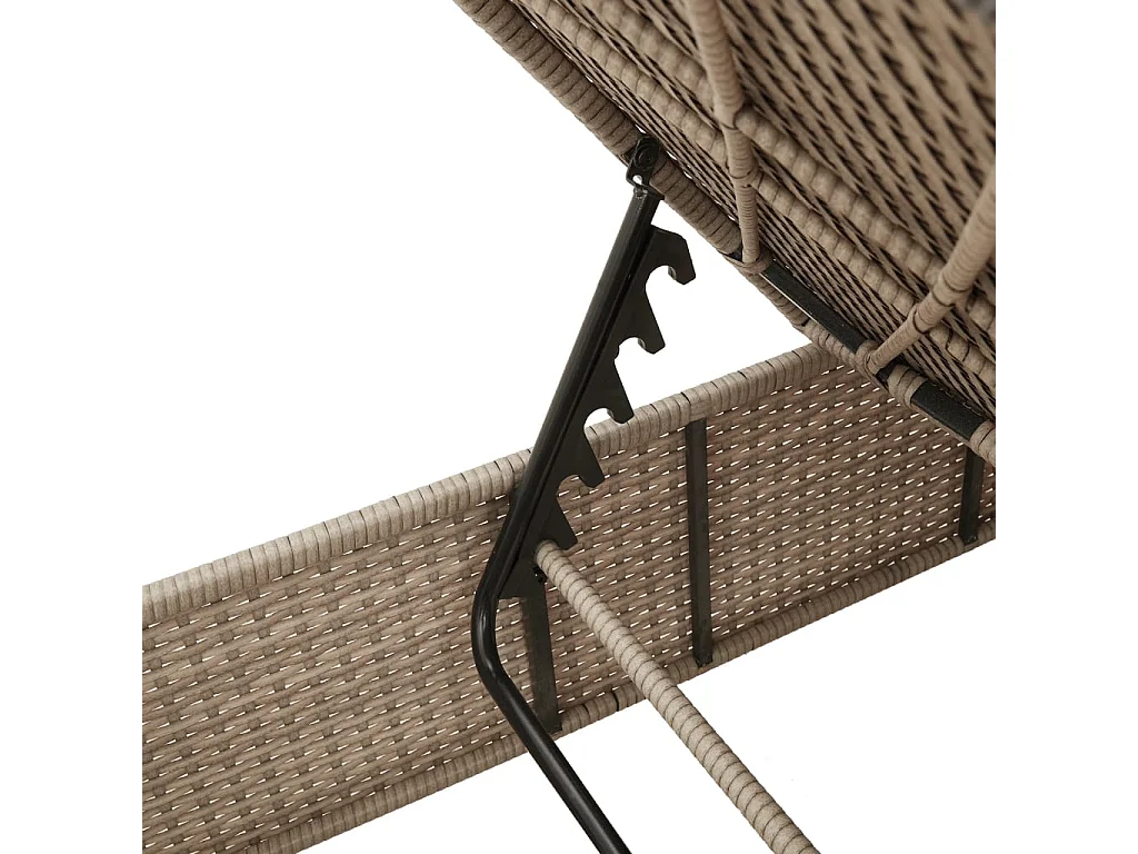 Lettino Prendisole con Tavolo e Cuscino Beige in Polyrattan