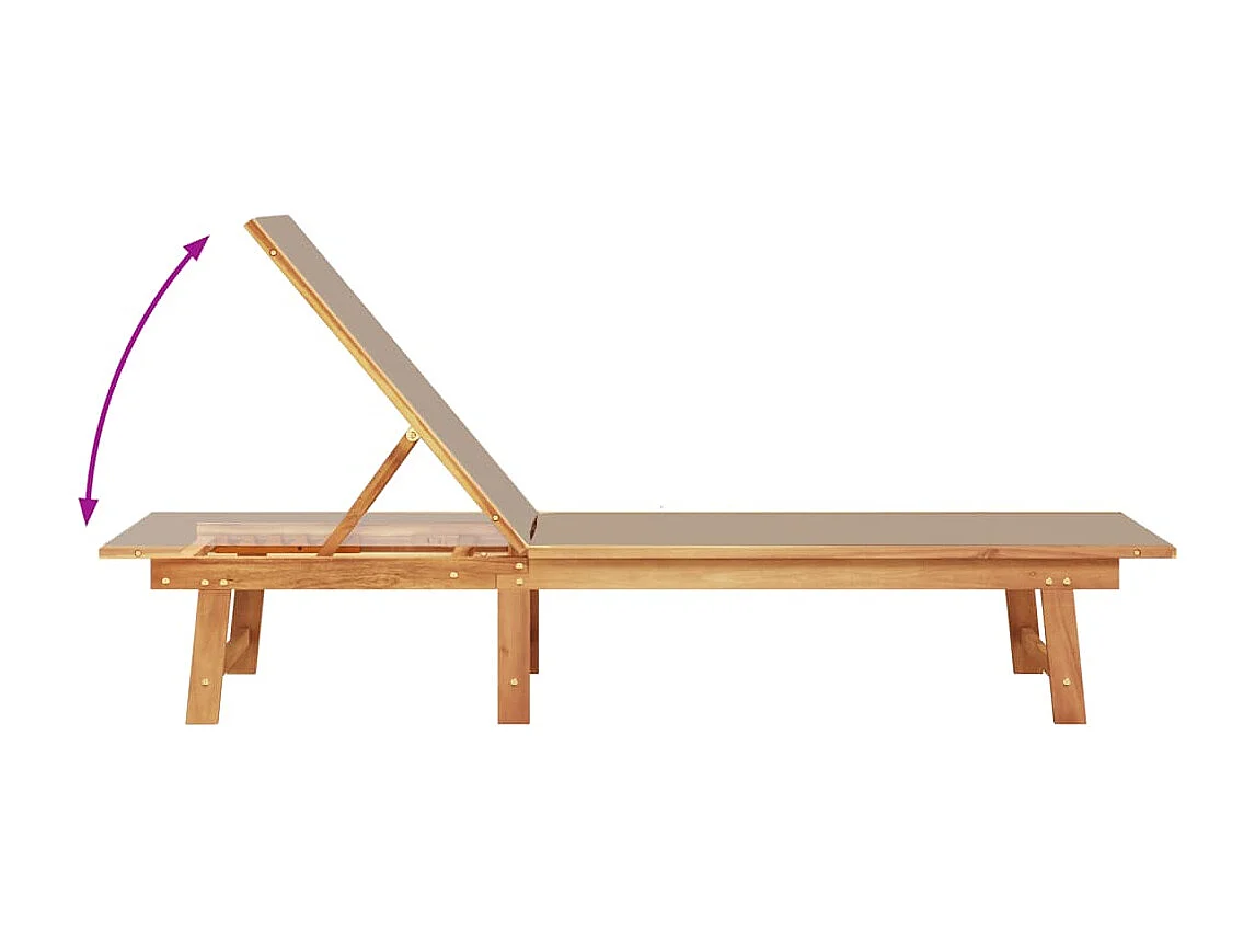 Chaises longues lot de 2 taupe bois acacia solide et textilène