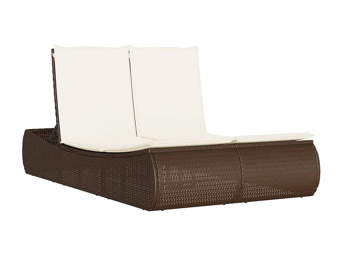 Lettino Prendisole con Cuscini Marrone in Polyrattan