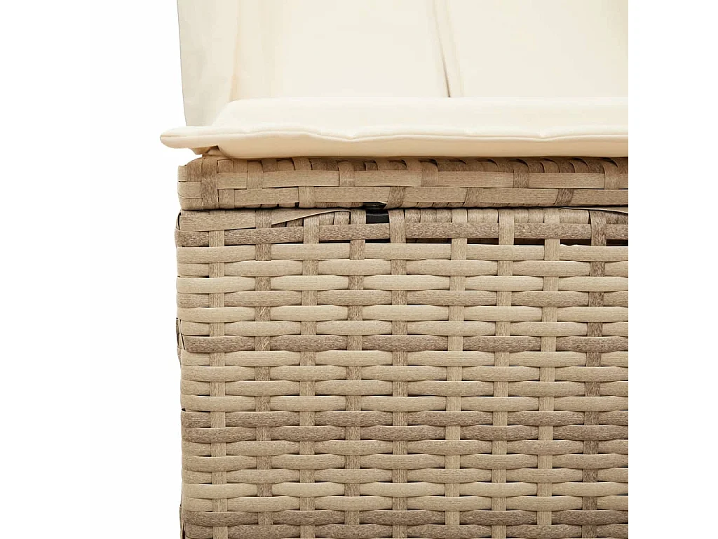 Chaise longue double avec toit et rideaux beige résine tressée