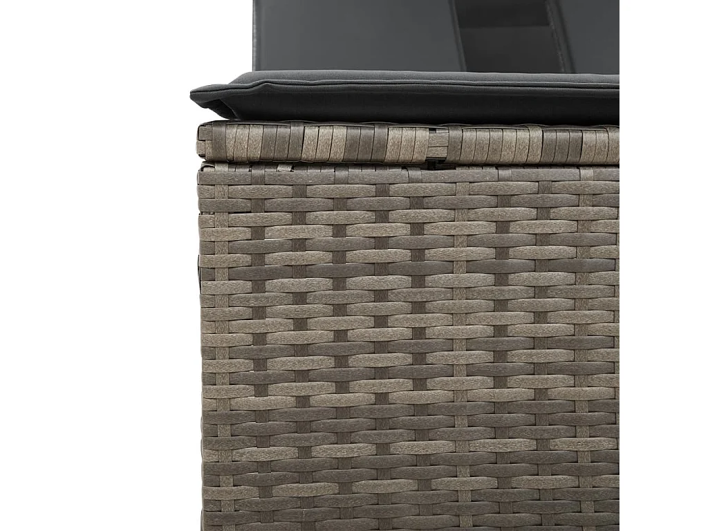 Chaise longue double et auvent et coussins gris résine tressée