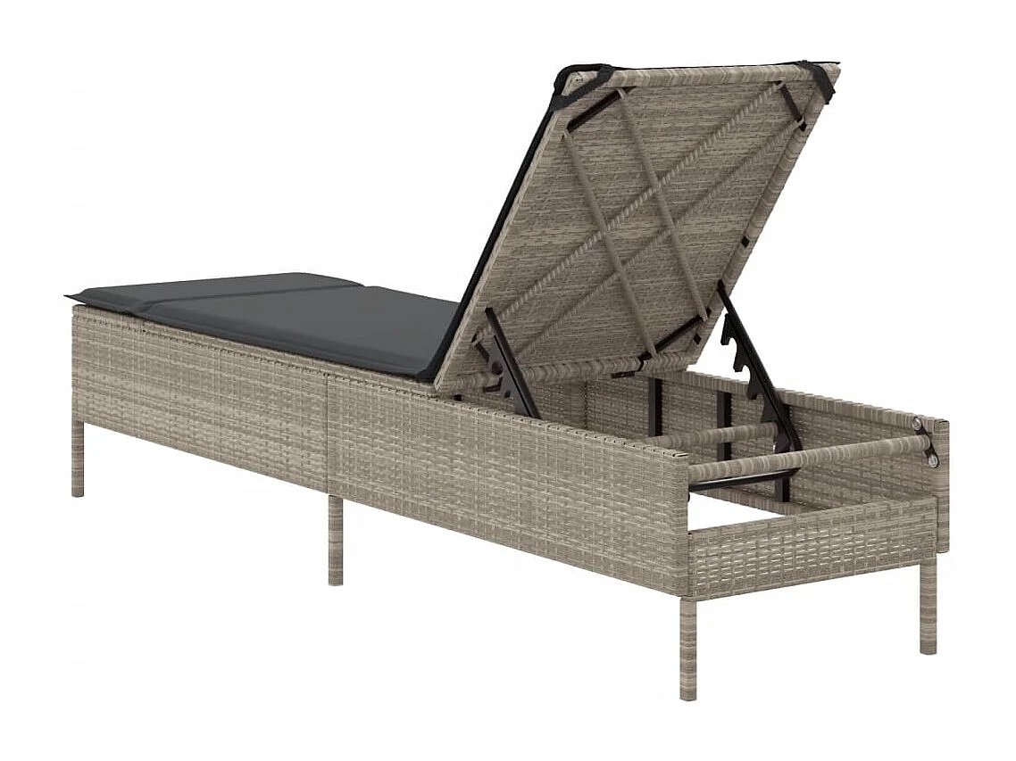 Sonnenliege mit Auflage Hellgrau Poly Rattan