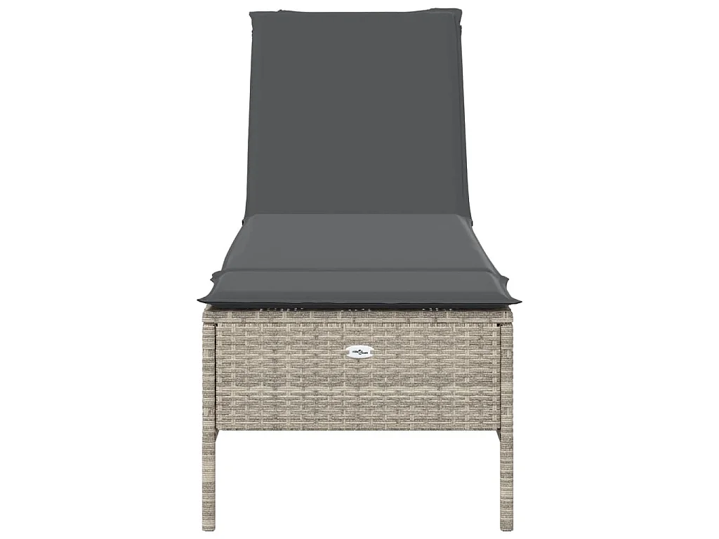 Chaise longue avec coussin gris clair résine tressée