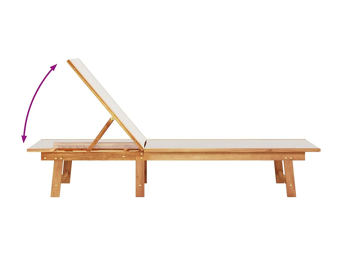 Chaises longues lot de 2 table gris bois d'acacia et textilène