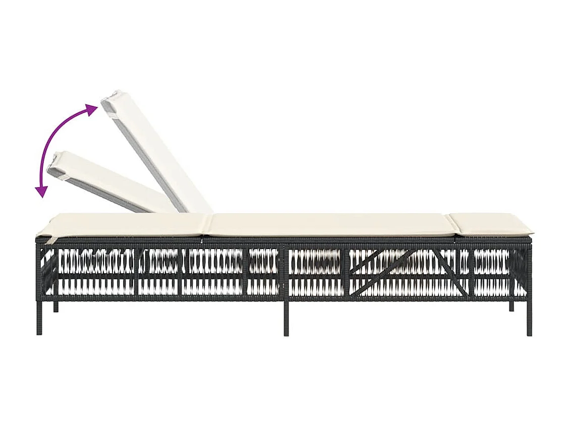 Chaises longues lot de 2 avec table noir résine tressée