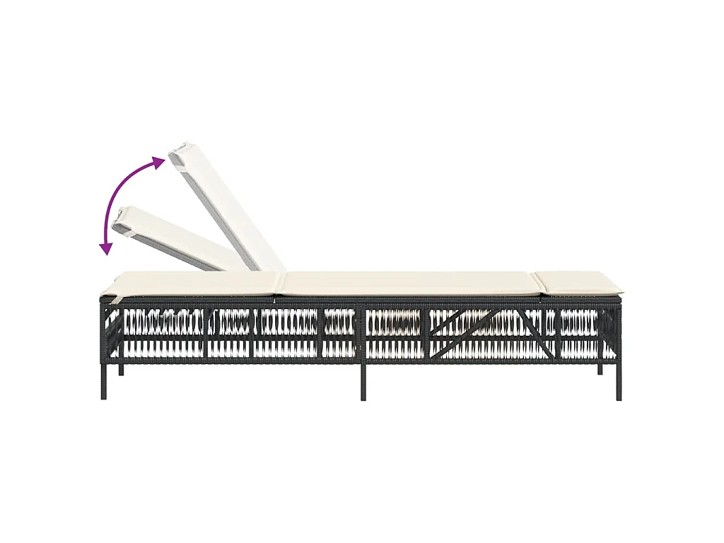 Lettini Prendisole 2 pz con Tavolino Nero in Polyrattan