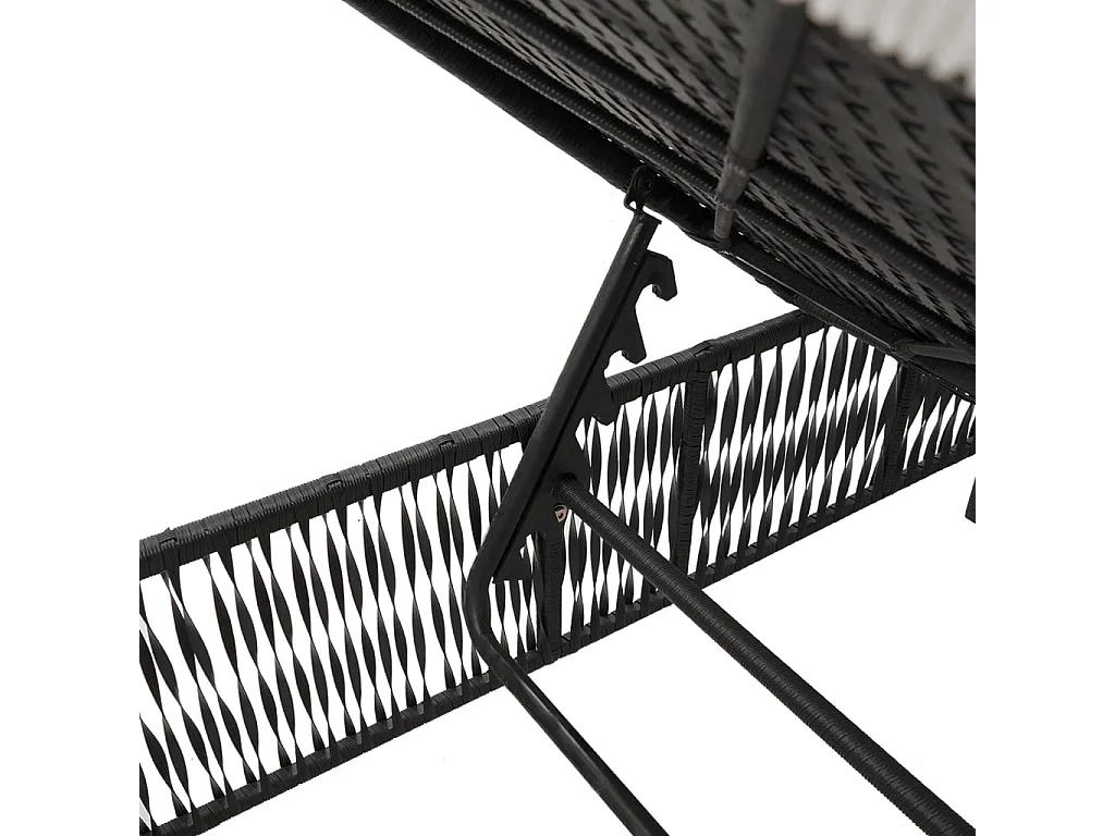 Lettini Prendisole 2 pz con Tavolino Nero in Polyrattan