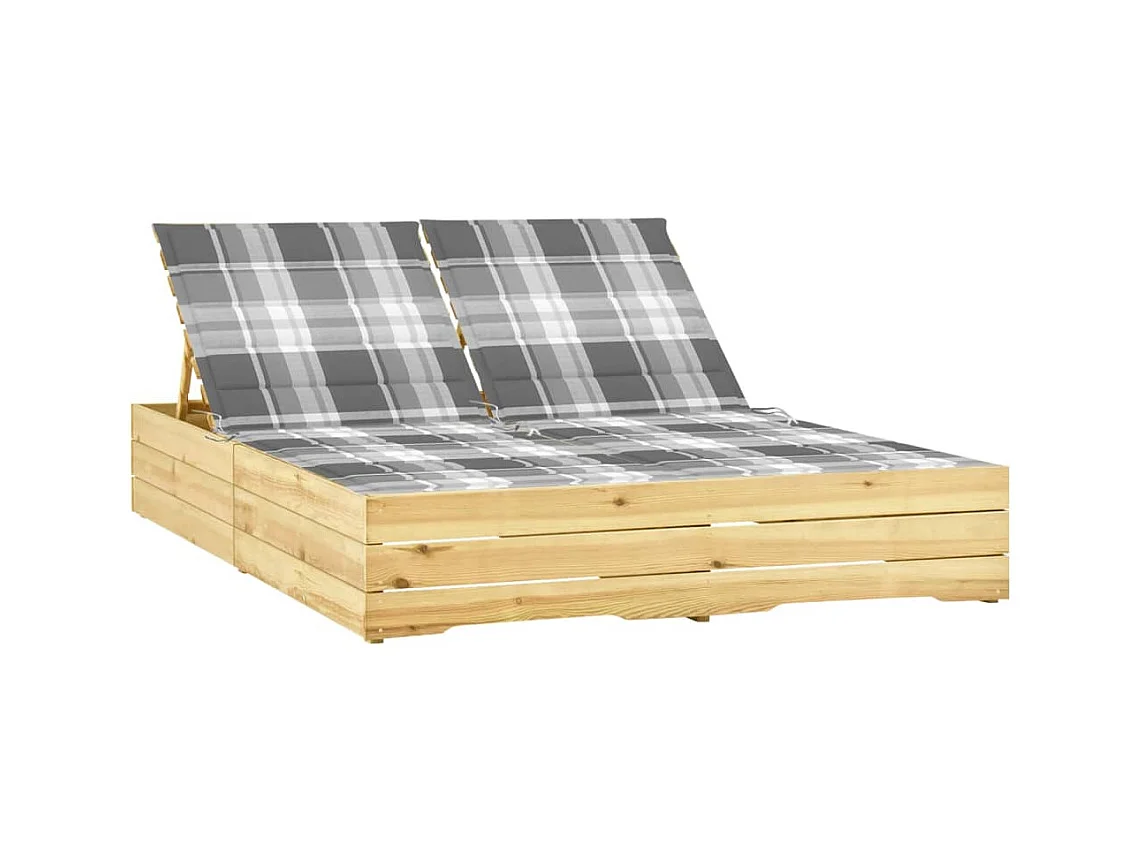 Chaise longue double avec coussins Bois de pin imprégné