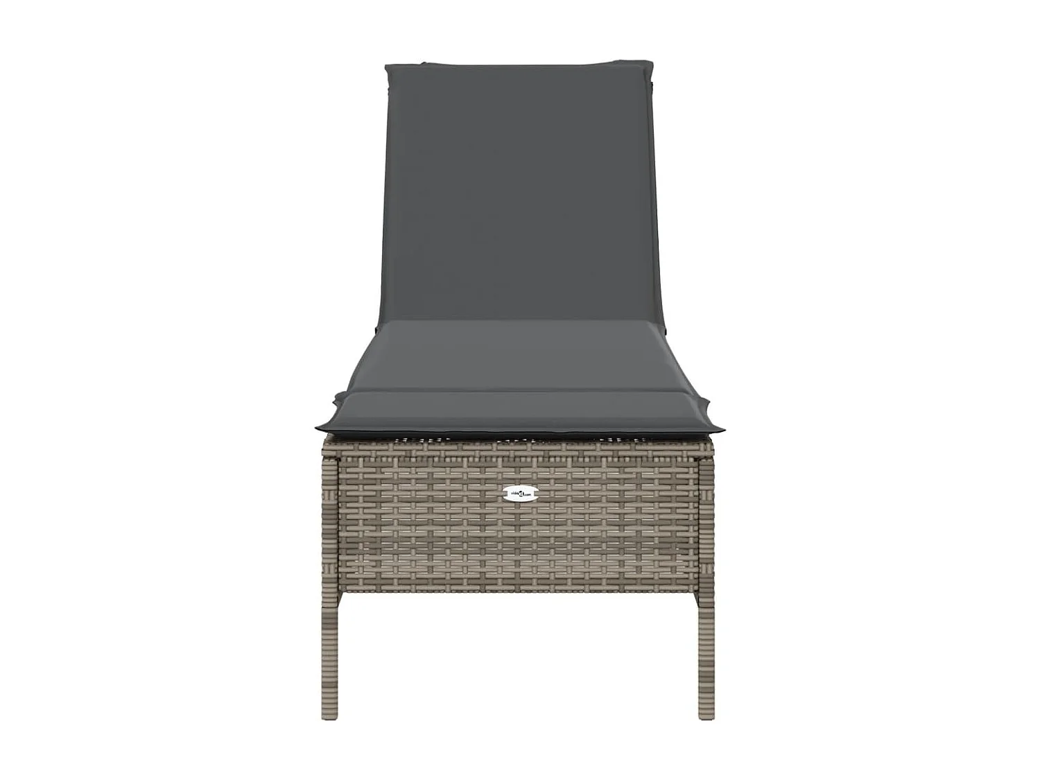 Ligbed met kussen poly rattan grijs