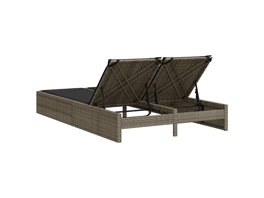 Ligbed 2-persoons met kussens poly rattan grijs
