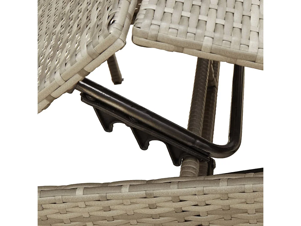 Espreguiçadeiras com mesa 2 pcs vime PE cinzento