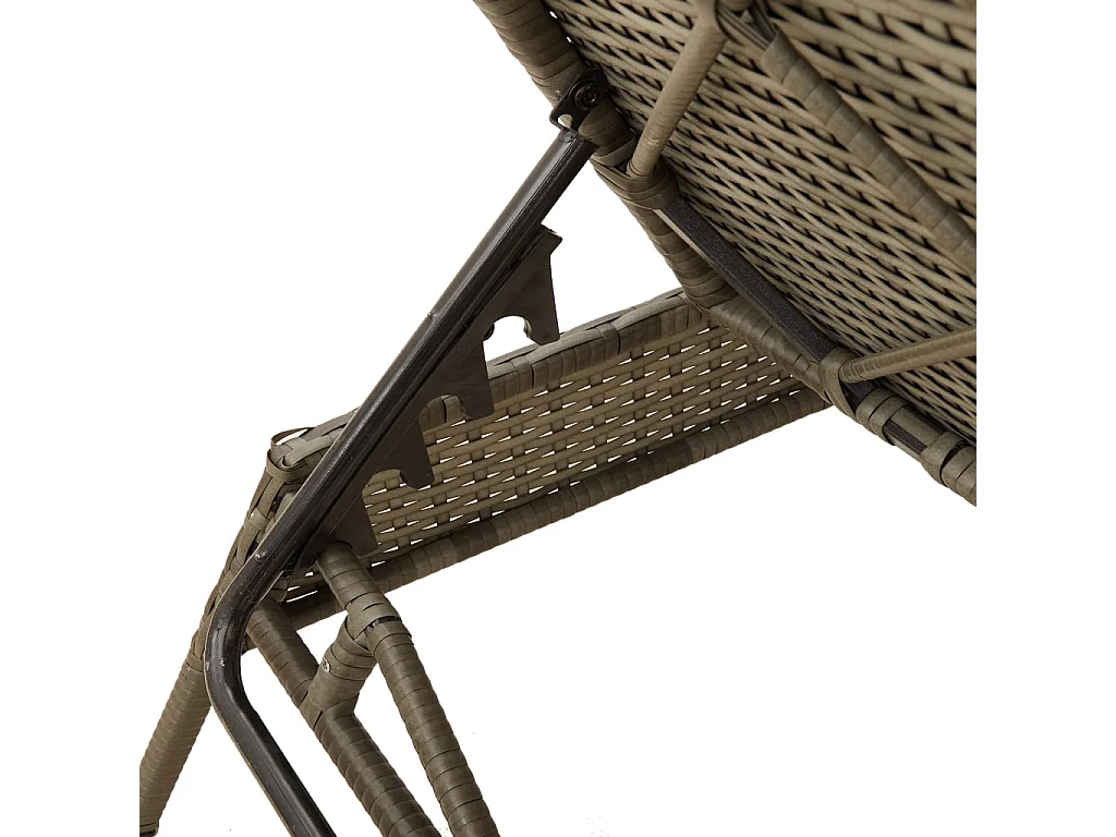Espreguiçadeiras com mesa 2 pcs vime PE cinzento