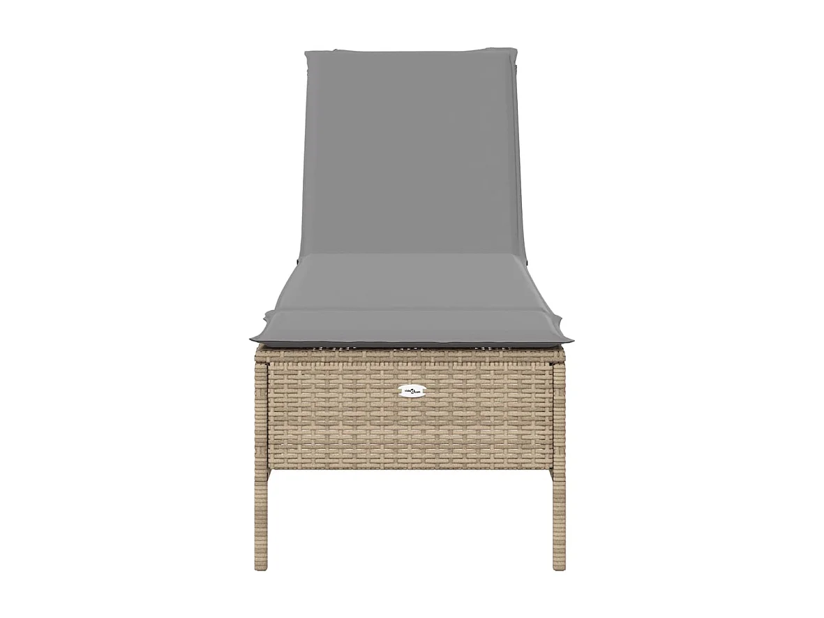 Tumbona con cojín ratán sintético beige