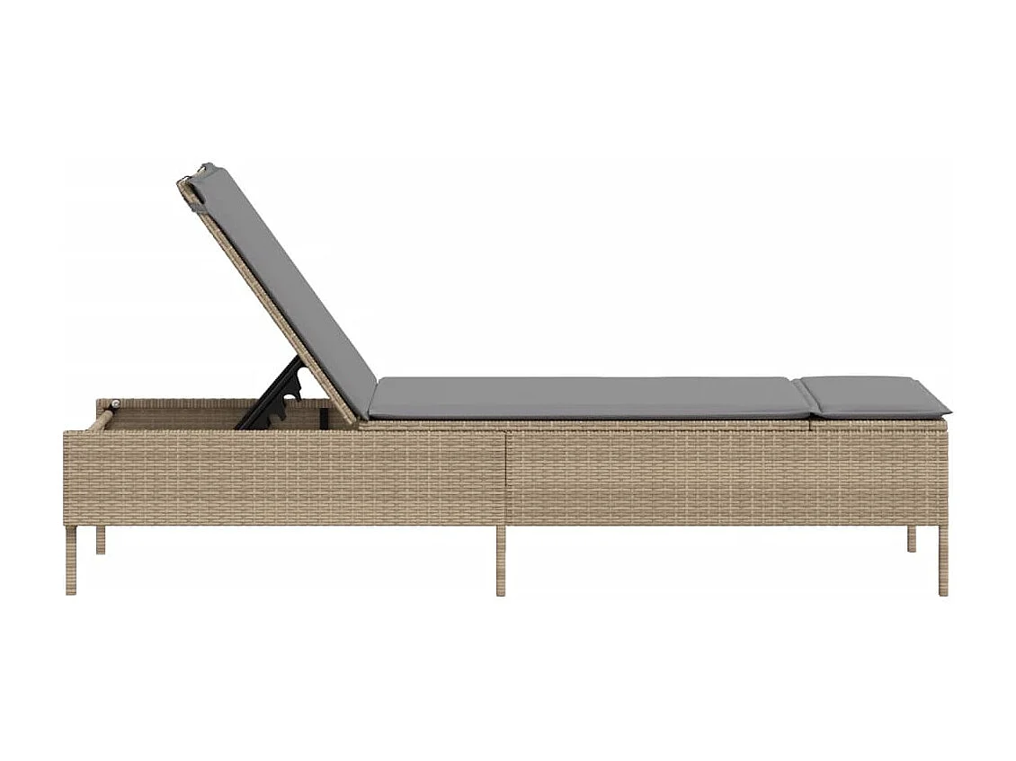 Chaise longue avec coussin beige résine tressée