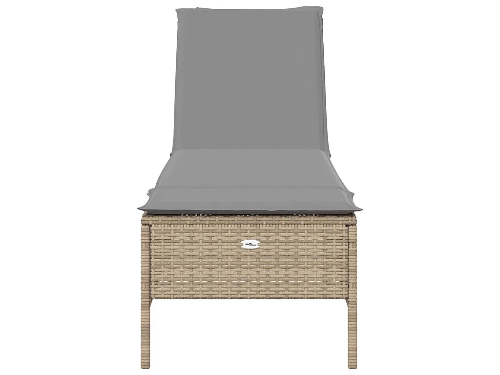 Tumbona con cojín ratán sintético beige