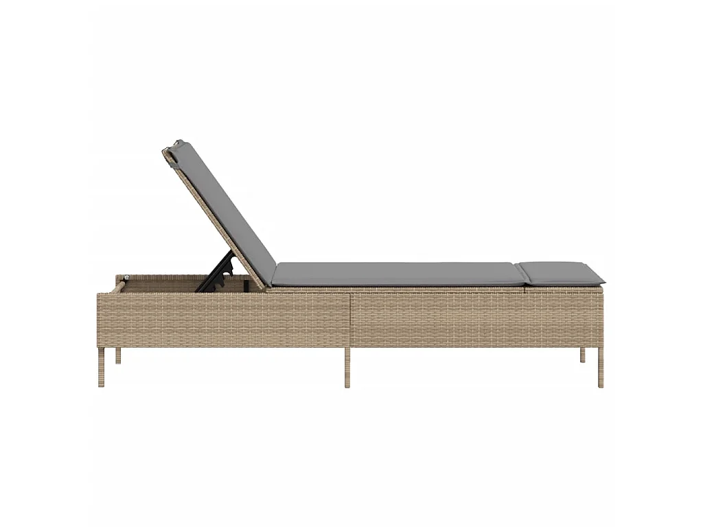 Tumbona con cojín ratán sintético beige