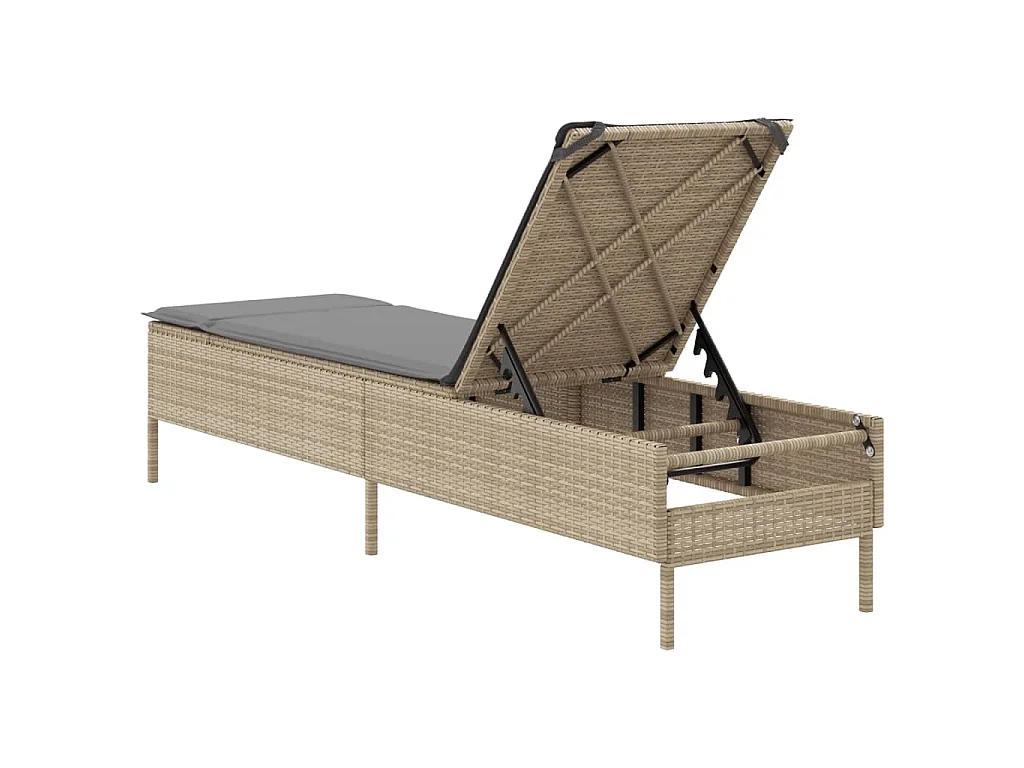 Tumbona con cojín ratán sintético beige
