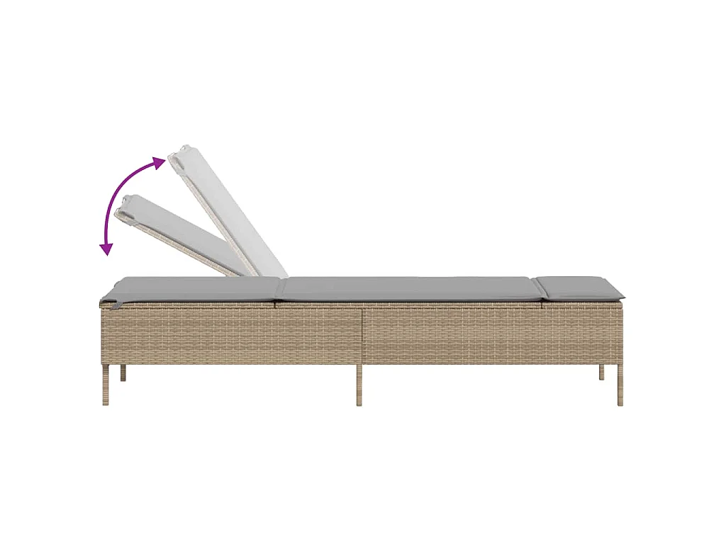 Tumbona con cojín ratán sintético beige