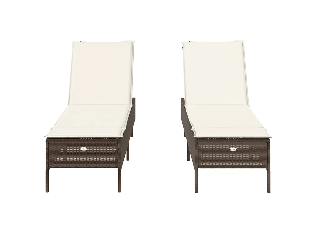 Chaises longues avec coussins lot de 2 marron résine tressée