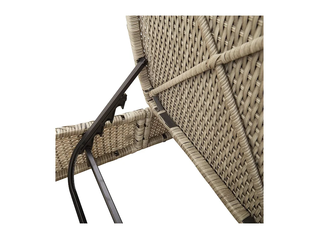 Chaise longue double avec coussins gris clair résine tressée