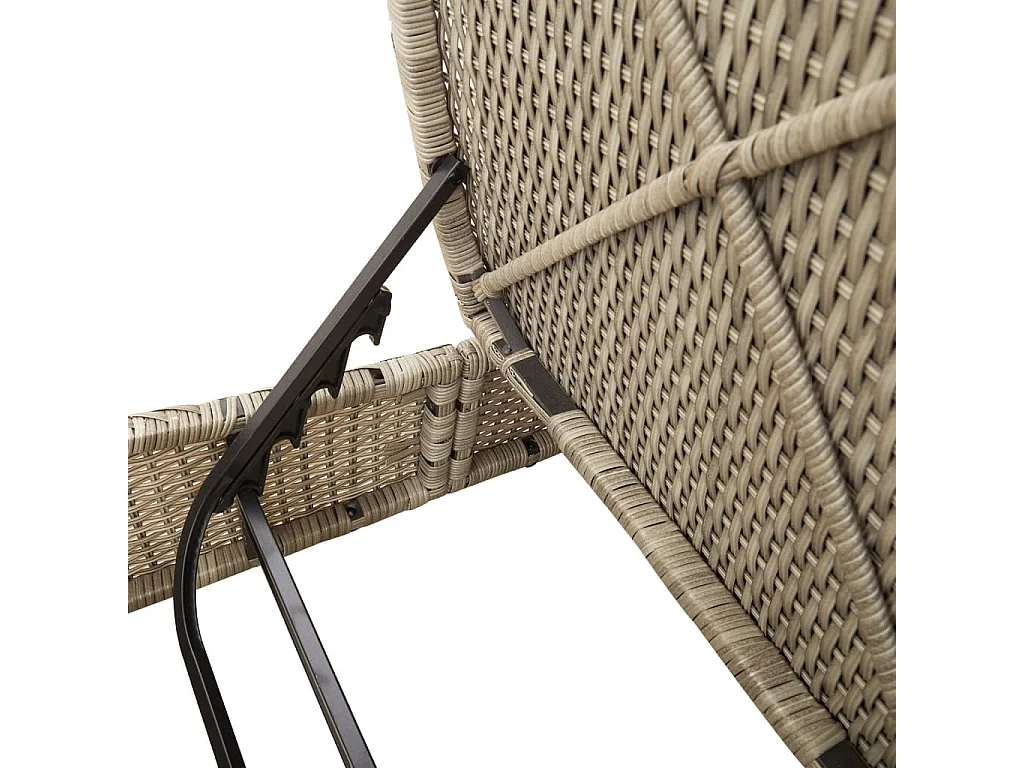 Ligbed 2-persoons met kussens poly rattan lichtgrijs