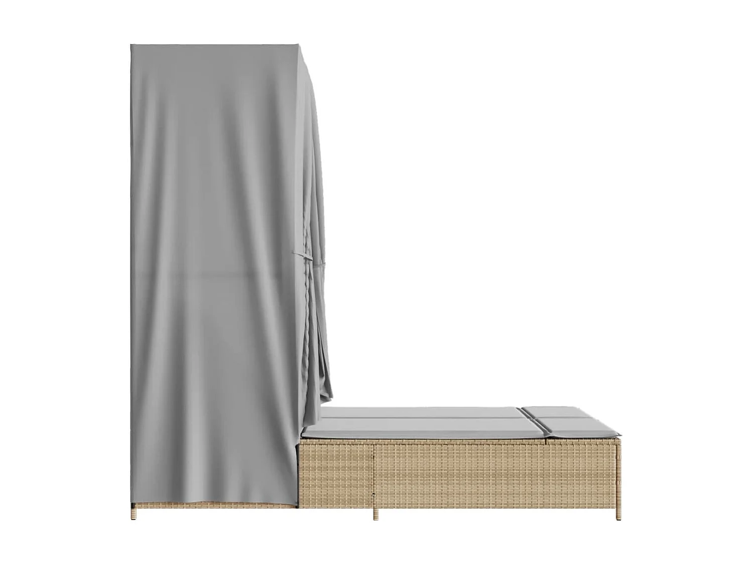 Tumbona doble con techo y cortinas ratán sintético beige