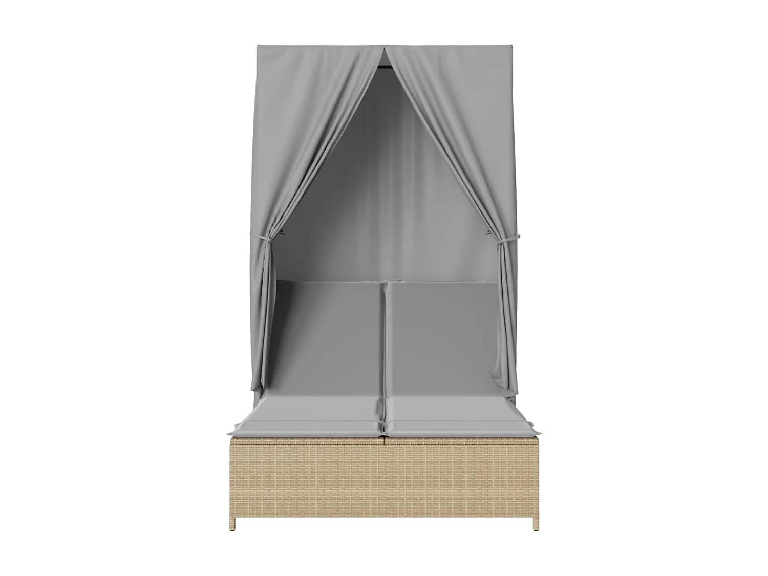 Tumbona doble con techo y cortinas ratán sintético beige