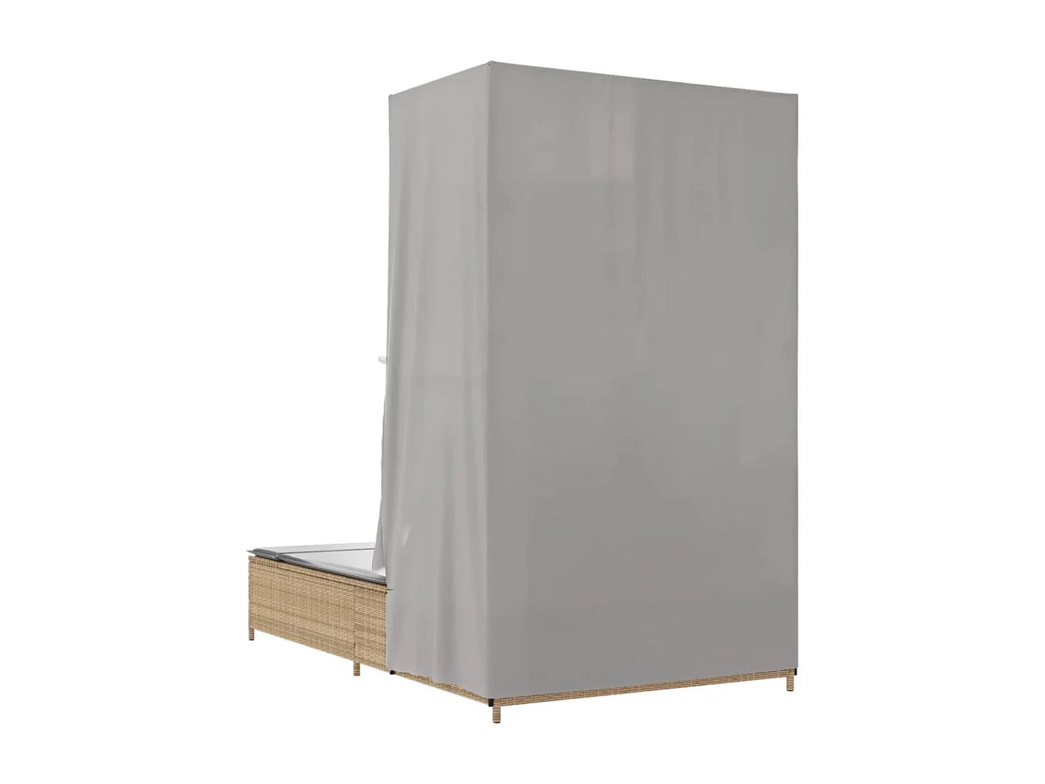 Tumbona doble con techo y cortinas ratán sintético beige