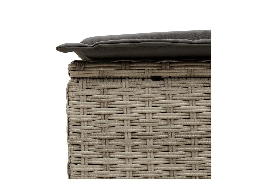 Chaise longue double avec coussins gris clair résine tressée