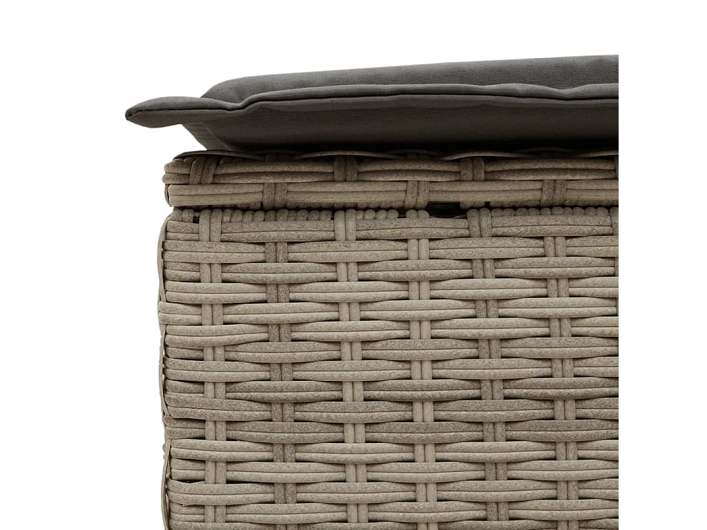 Chaise longue double avec coussins gris clair résine tressée