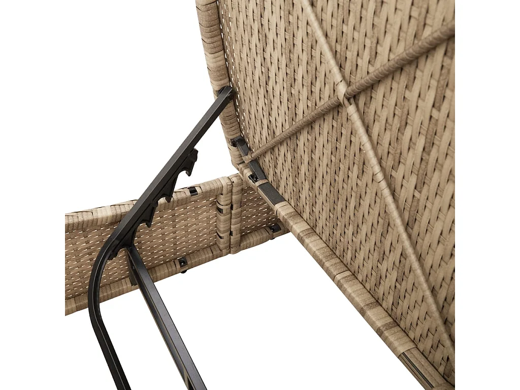 Doppel-Sonnenliege mit Auflagen Beige Poly Rattan