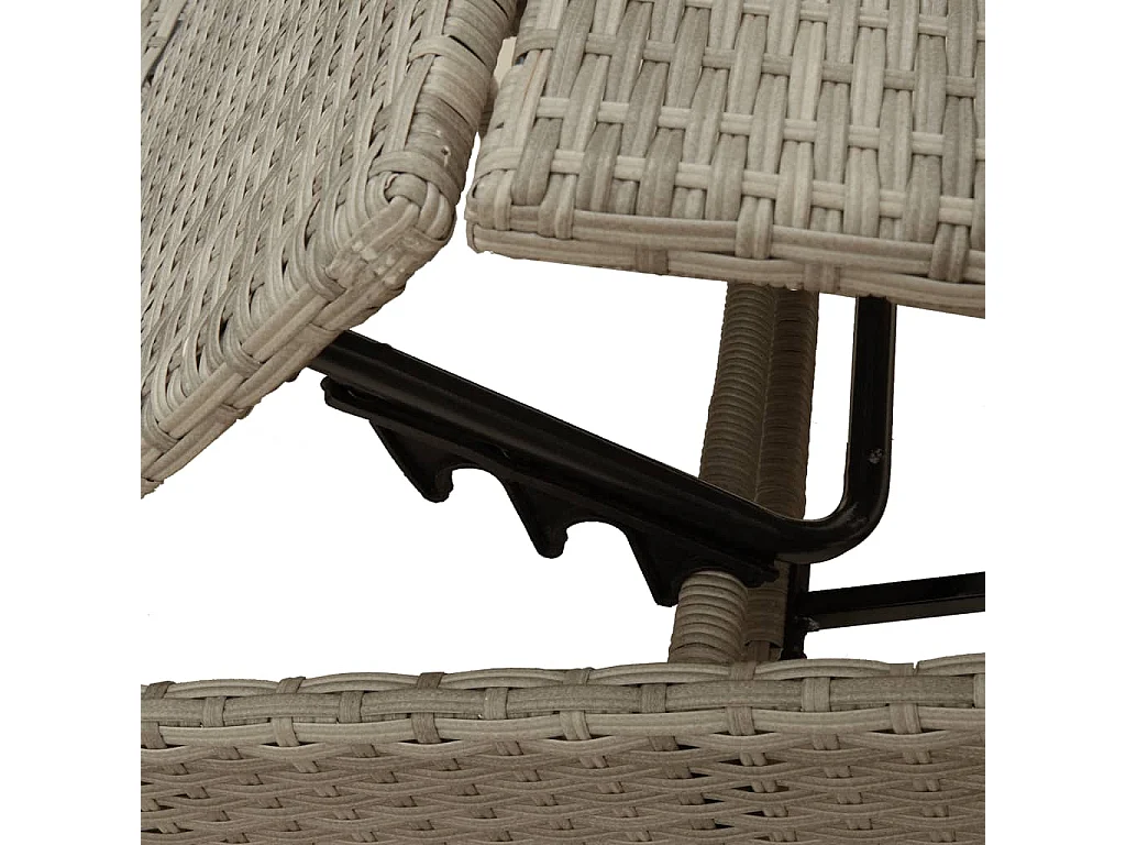 Ligbedden 2 st met tafel poly rattan lichtgrijs