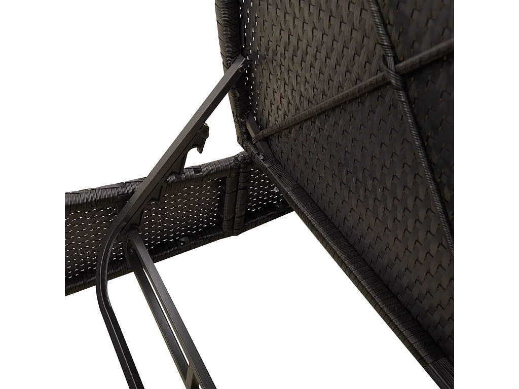 Ligbed 2-persoons met kussens poly rattan zwart