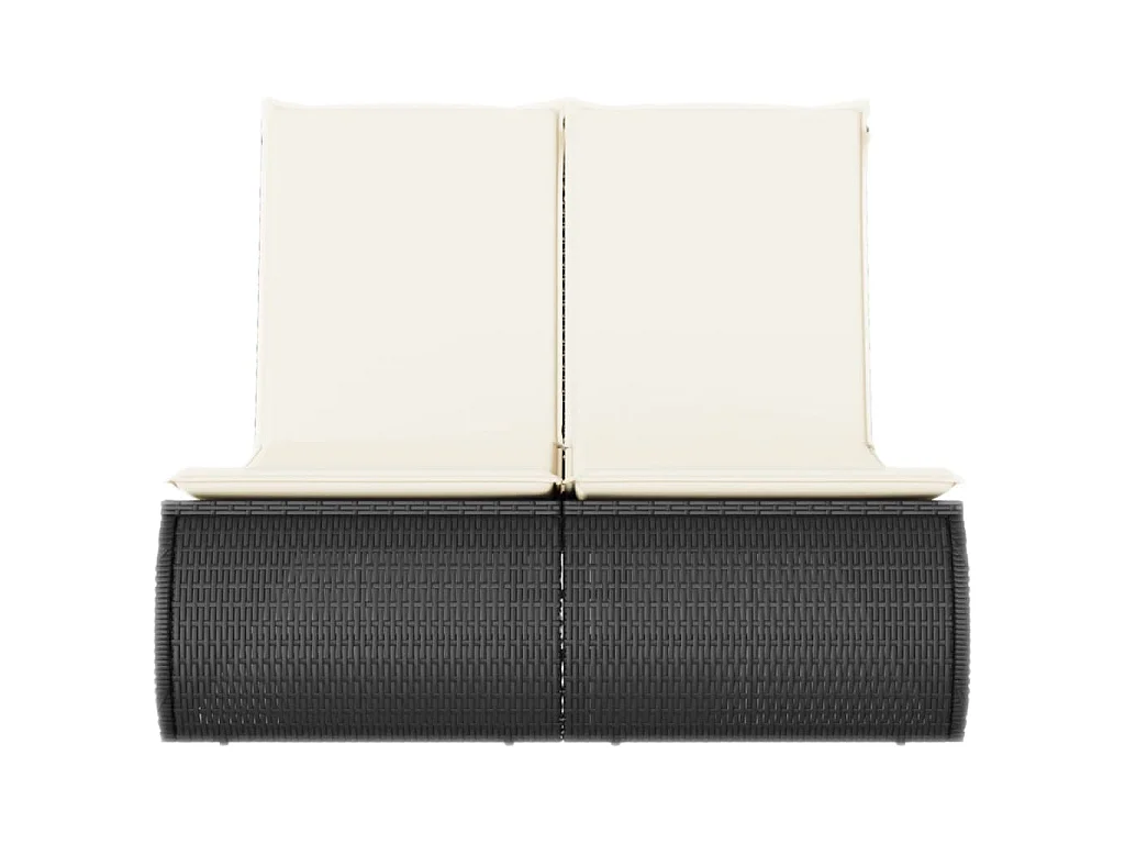 Chaise longue double avec coussins noir résine tressée