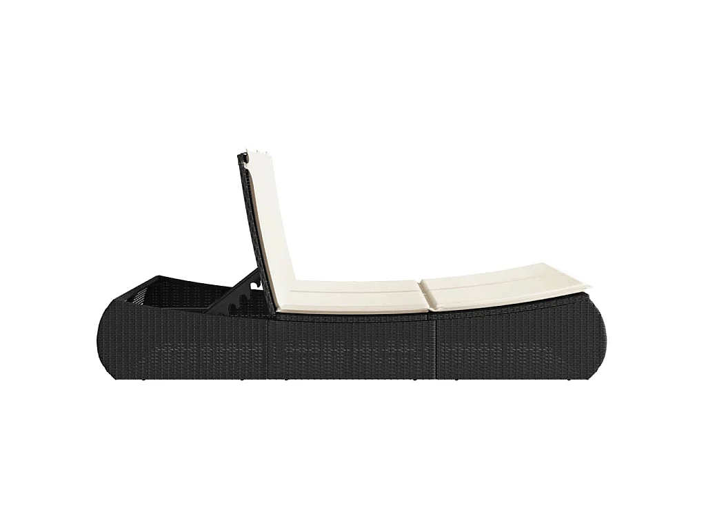 Chaise longue double avec coussins noir résine tressée