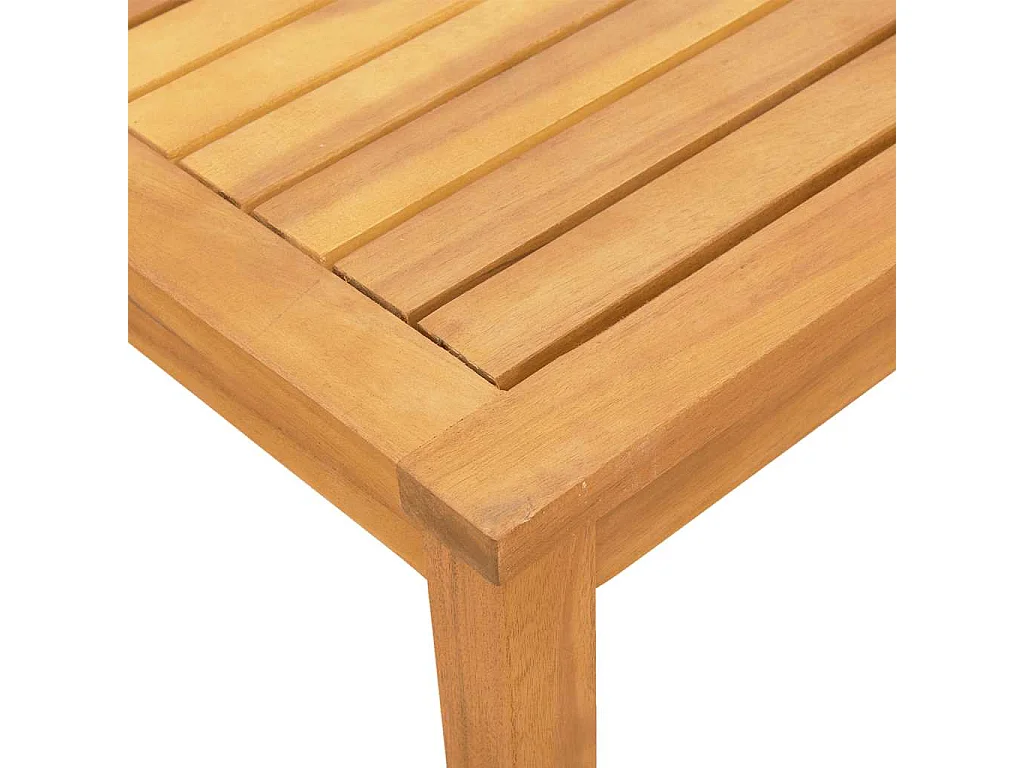 Chaise longue et table gris bois d'acacia solide et textilène