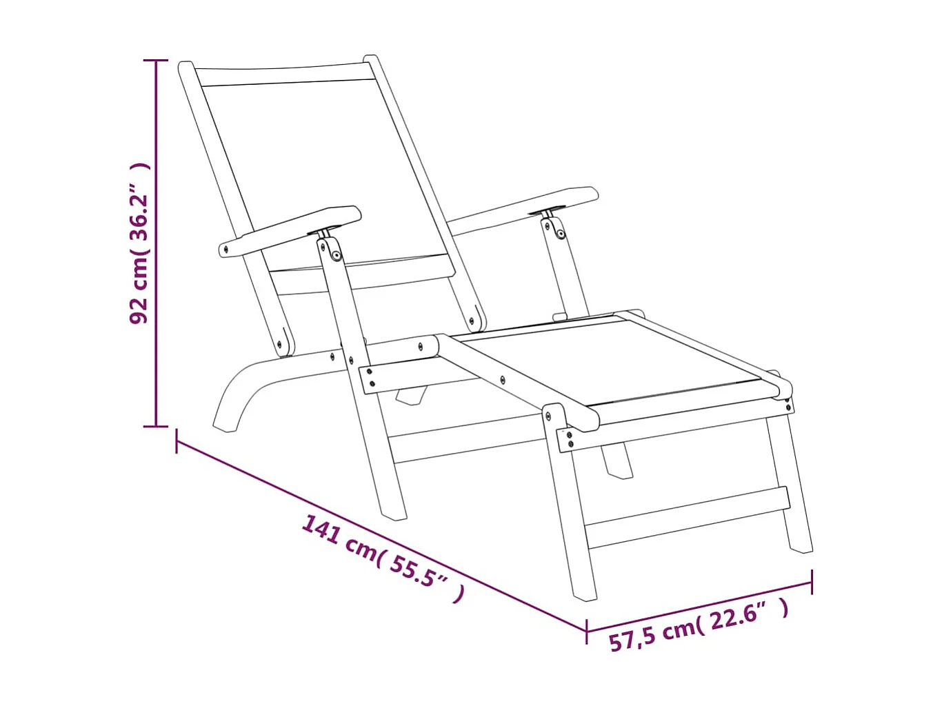 Garten-Liegestuhl mit Tisch Massivholz Akazie und Textilene