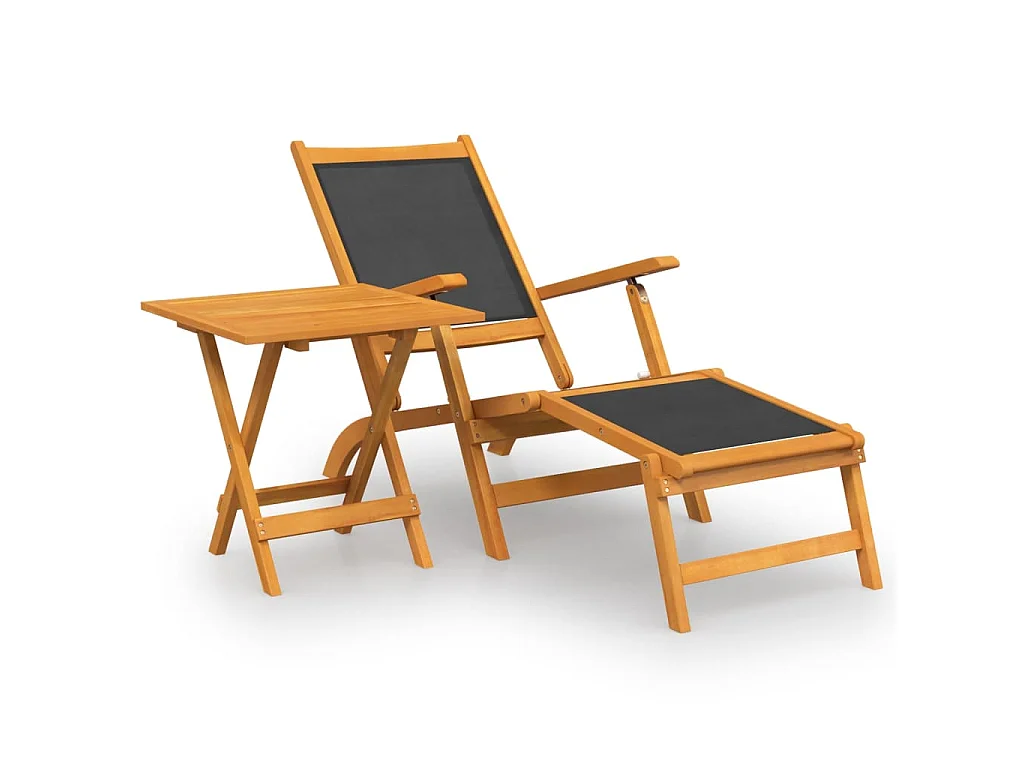 Garten-Liegestuhl mit Tisch Massivholz Akazie und Textilene