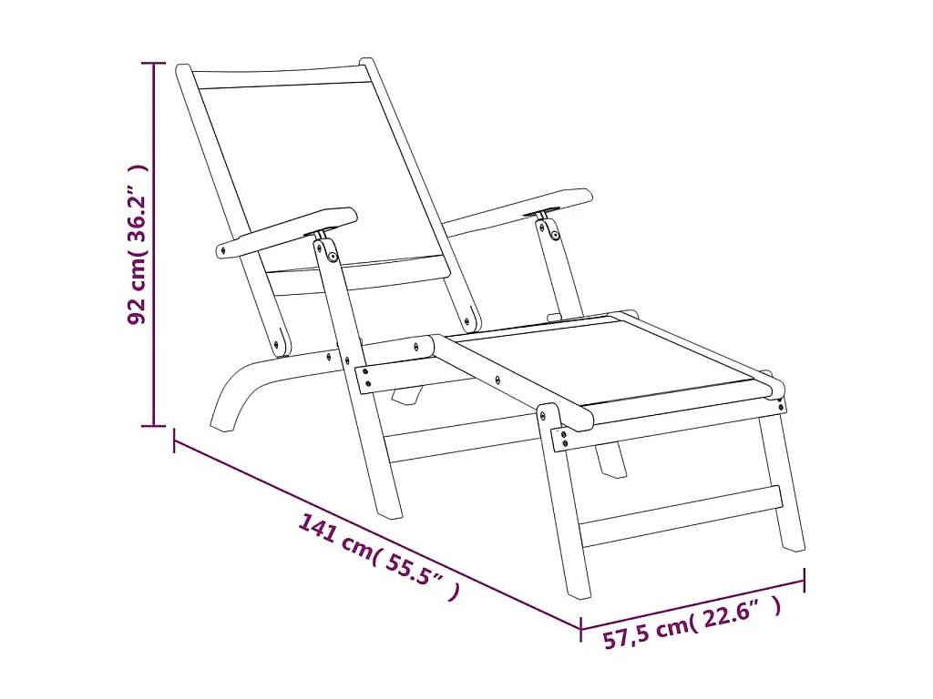 Garten-Liegestuhl mit Tisch Massivholz Akazie und Textilene