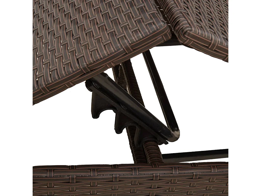 Lettini Prendisole 2 pz con Tavolino Marrone in Polyrattan
