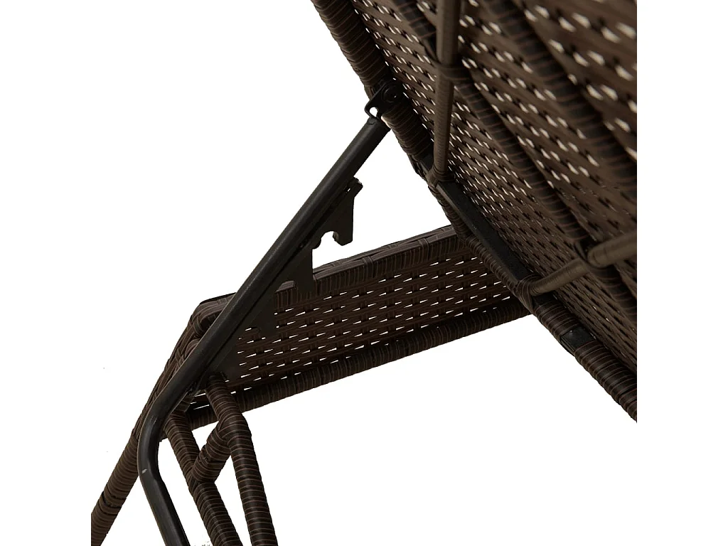 Lettini Prendisole 2 pz con Tavolino Marrone in Polyrattan