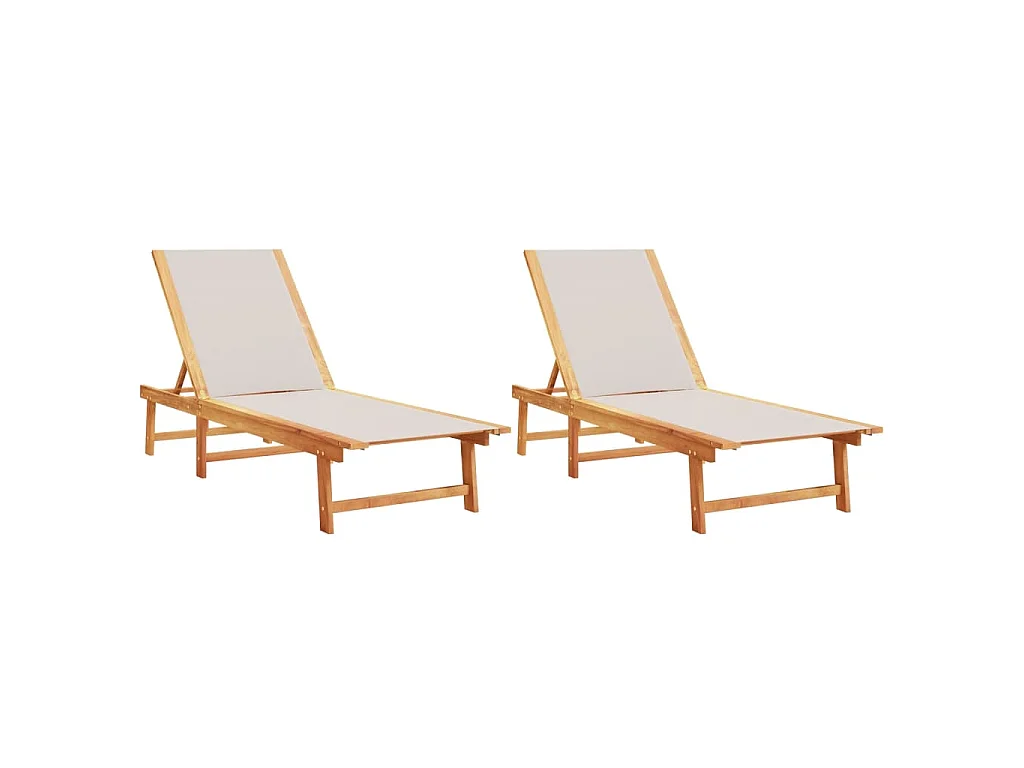 Espreguiçadeiras 2 pcs madeira de acácia maciça/textilene cinza