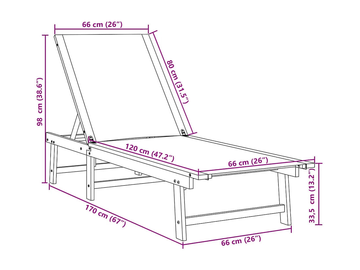 Lettini Prendisole 2 pz Crema Legno Massello Acacia e Textilene