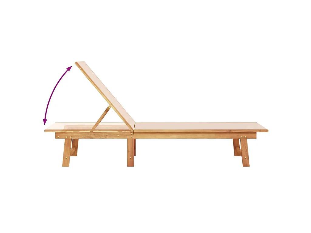 Chaises longues lot de 2 crème bois acacia solide et textilène