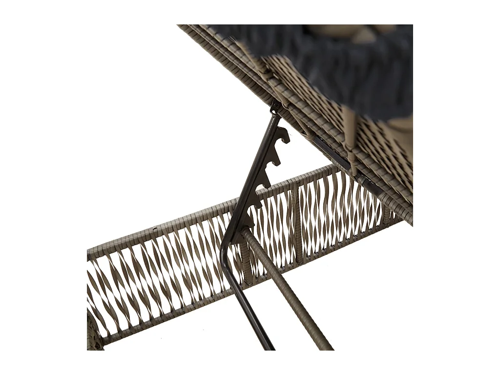 Chaises longues lot de 2 avec table gris résine tressée