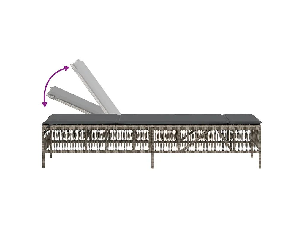 Lettini Prendisole 2 pz con Tavolino Grigio in Polyrattan