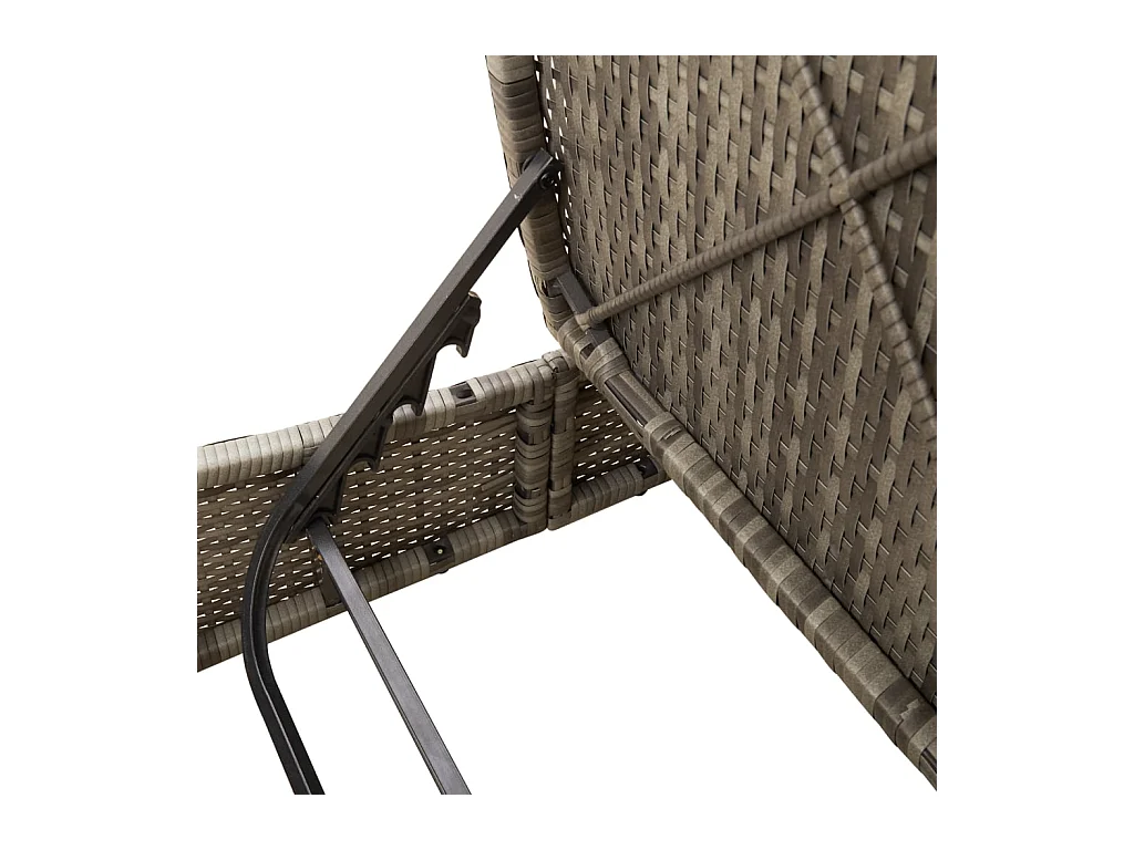 Chaise longue double avec coussins gris résine tressée